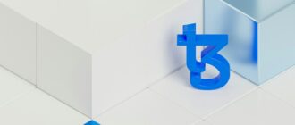 a blue and white logo on a white background