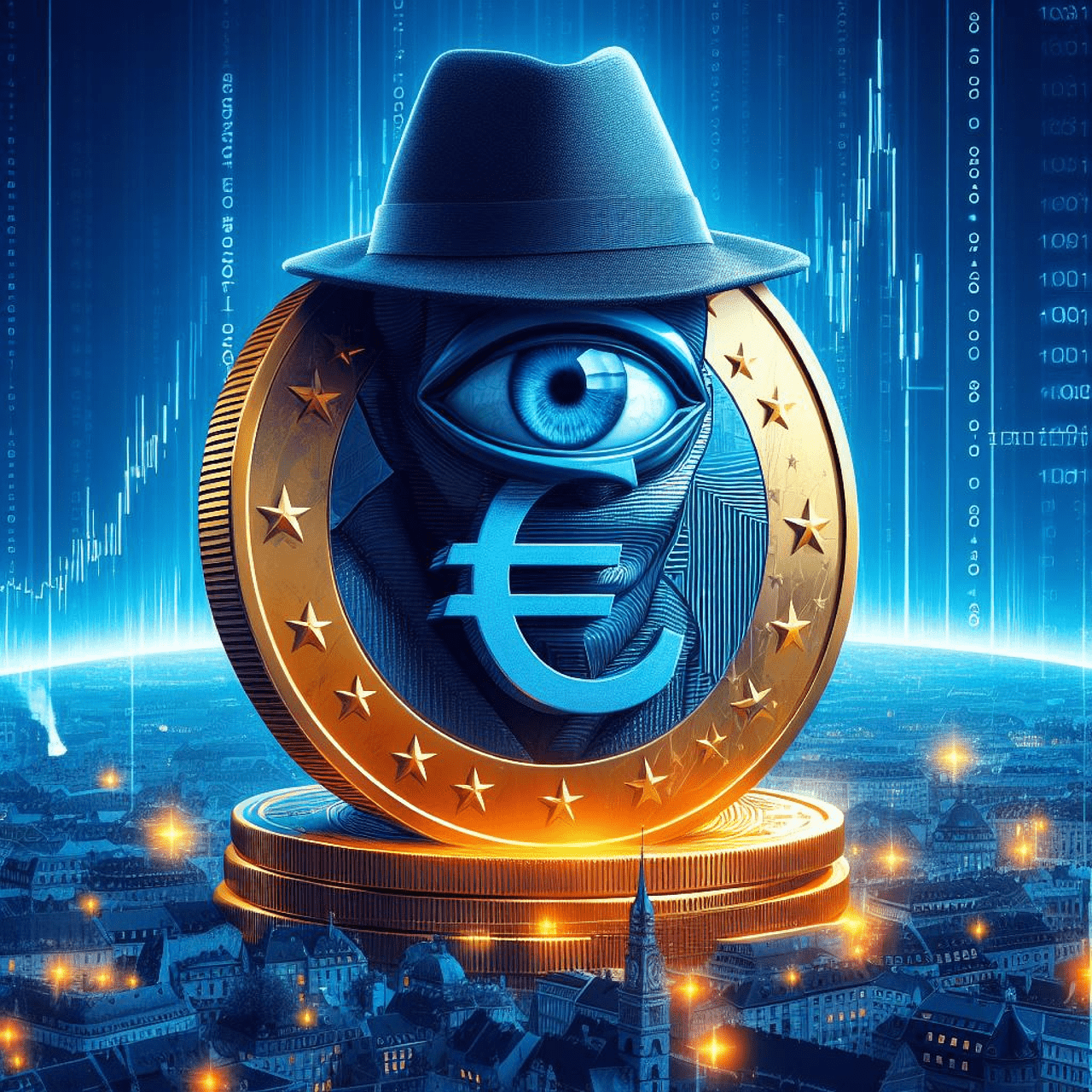 euro, blockchain, technology, digital, bank, money, policy, economy, central, european, cbdc, digital euro, privacy, bitcoin, data, protection, surveillance, confidentiality, ai generated
