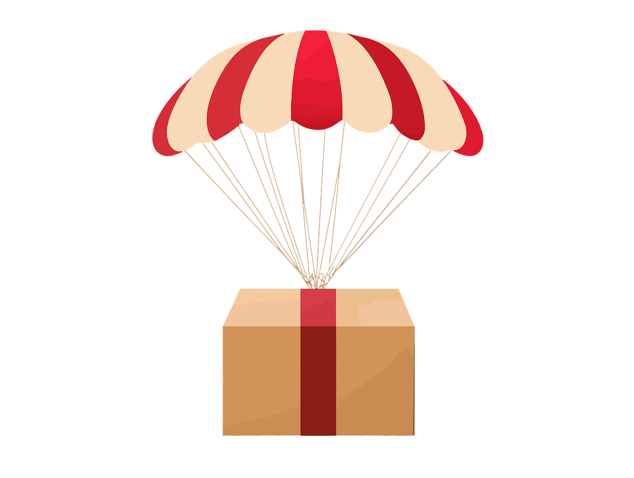 ai generated, parcel, air delivery, package, box, parachute, airdrop, shipping, delivery, logistics, floating package, cargo, e-commerce, drop shipment, postal service, freight, express delivery, mail, transportation, parcel service, online shopping, fast delivery, carton box, gift box, postal package, transparent background, cutout, clip art