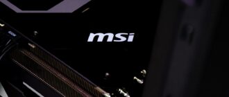 A close up of the msi logo on the side of a motherboard
